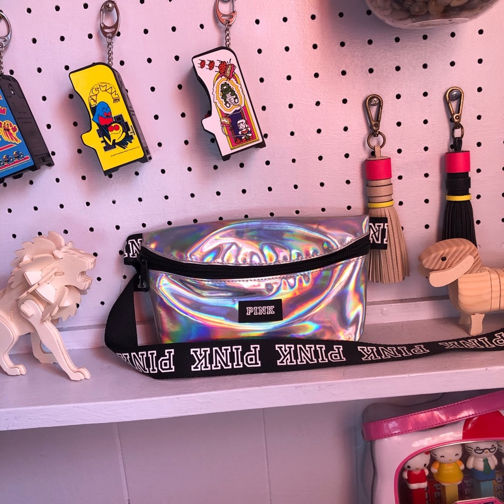 Pink holographic fanny pack